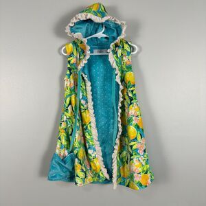 Sweethoney Girls 5 Hooded Terry Cloth Swim Cover Blue Polka Dot Lemons Ruffle